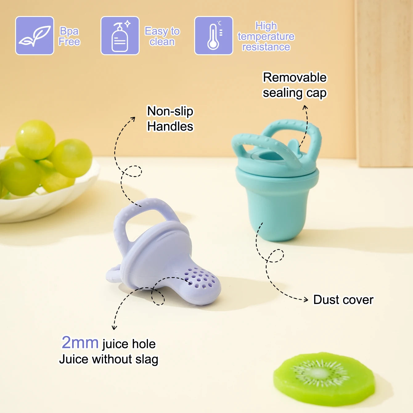 1PCS Baby Silicone Food Supplement Pacifier Pure Color Baby Tableware Portable Baby Fruit Vegatable Feeder Teether Baby Toys