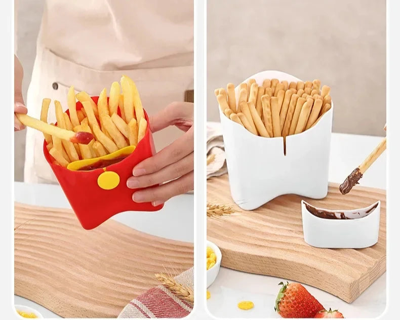 Portable Plastic French Fries Cup Snack Organizer Food Grade PP Salad Cup Square Salad Bowl