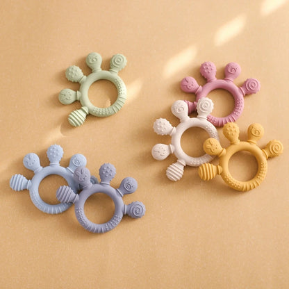 Silicone Baby Teether Toys 0-12Month Food Grade Toddlers Anxiety Teething Ring Sensory Toys Silicone Animal Soothing Accessories