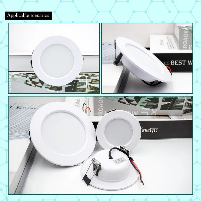 LED Downlight 5W 9W 12W 15W 18W White Body Round Led Ceiling Light DC 12V 24V AC 110V 220V Bedroom Kitchen Indoor LED Lighting