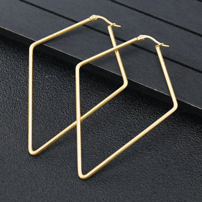 Titanium Steel Exaggerated Geometric Square Rhombus Hoop Earrings for women Big Earring Statement Ear Ring Nightclub Jewelry