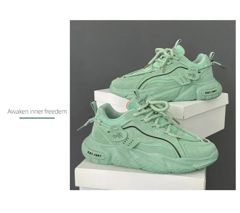 Men's Sneakers 2025 Spring Comfortable Non-slip Outdoor Running Shoes Elasticity Platform Basketball Athletic Tenis Masculino