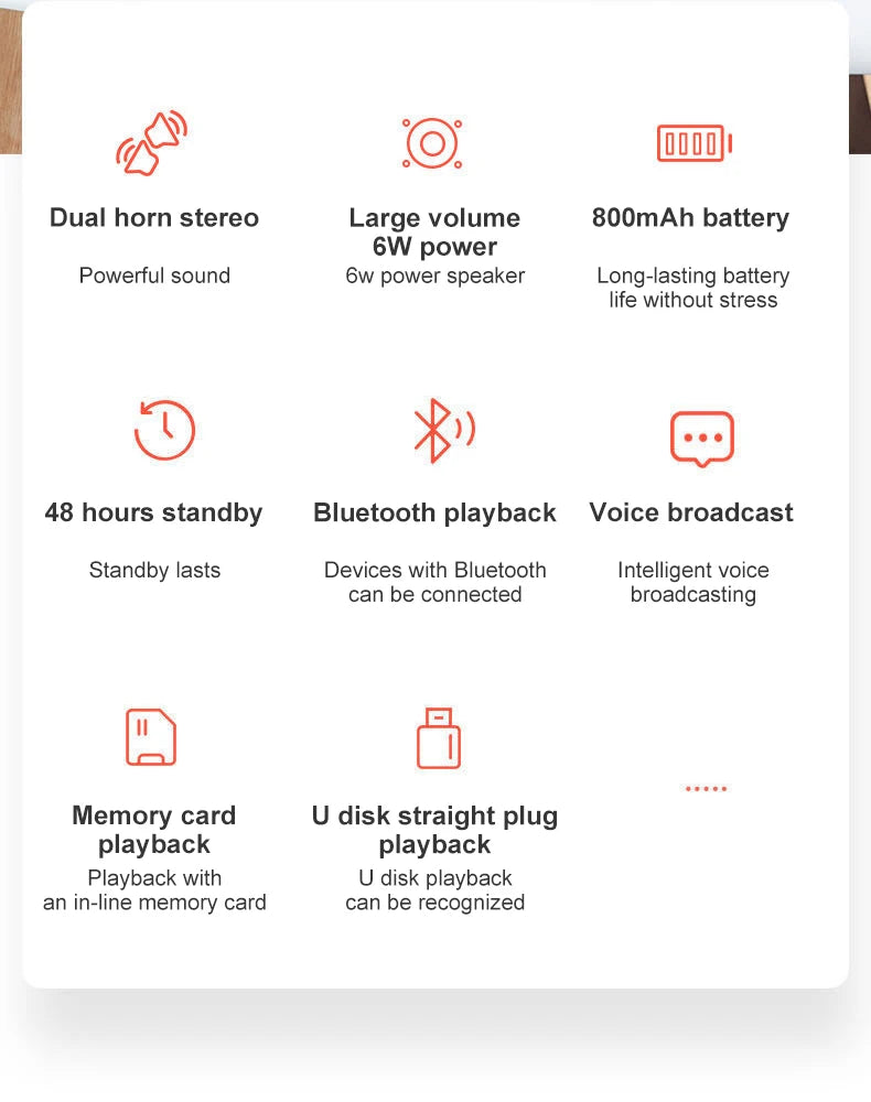 Bluetooth Speaker Dual Speaker Stereo Outdoor TF usb Playback Fm Voice Broadcasting Portable Subwoofer 50 Wireless Speaker