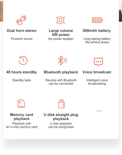 Bluetooth Speaker Dual Speaker Stereo Outdoor TF usb Playback Fm Voice Broadcasting Portable Subwoofer 50 Wireless Speaker