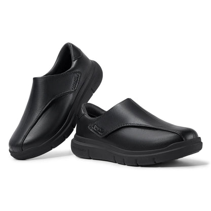 FitVille Men's Leather Shoes Diabetic Shoes Casual Oxford Shoes Adjustable Lightweight Formal Business Shoes for Swollen Feet