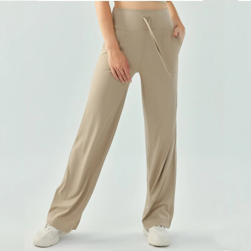 Yoga Pants Women Wide Leg Pants with Pockets High Waist Stretch Work Dress Pants Buttery Soft Casual Lounge Sweatpants Comfy