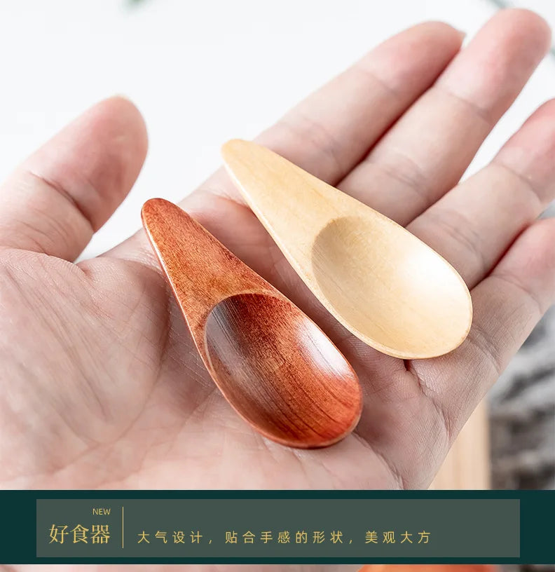 Mini Creative Tea Spoon Short Handled Small Wooden Spoon Coffee Spoon Spice Spoon Salt Spoon Milk Powder Spoon Wholesale