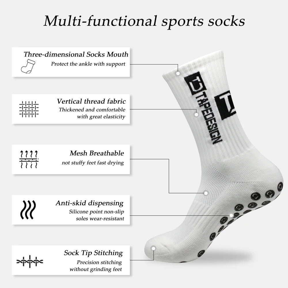 3 Sets Non-Slip Sports Dispensing Socks for Outdoor Training - Adult Leg Socks for Football Basketball Tennis Running