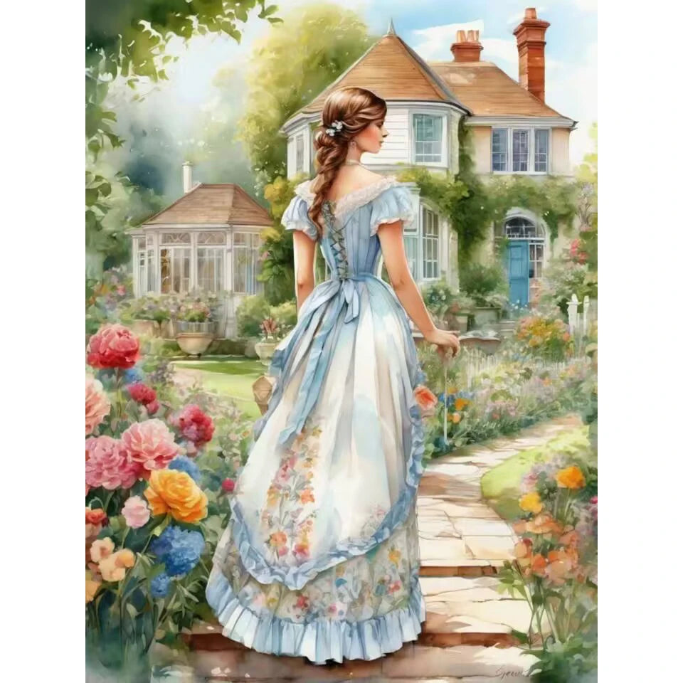 Diamond Embroidery Girl 5D DIY Diamond Painting Garden Portrait Cross Stitch Flower New Year Gift Home Décor