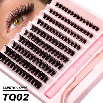 Diy Lash Extension Kit Cluster Eyelash Extension Kit Individual Lashes Kit Lash Bond and Seal Lash Glue and Lash Tweezers Makeup