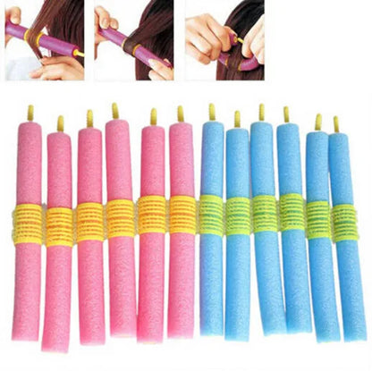 12PCS Soft Hair Curler Roller Curl Hair Bendy Rollers Flexible DIY Magic Hair Curlers Tool Styling Rollers Sponge Hair Curling