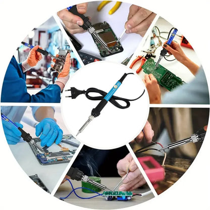 60W Electric Soldering Iron Adjustable Temperature Replaceable Soldering Iron Head Soldering Iron Pen Welding Kit