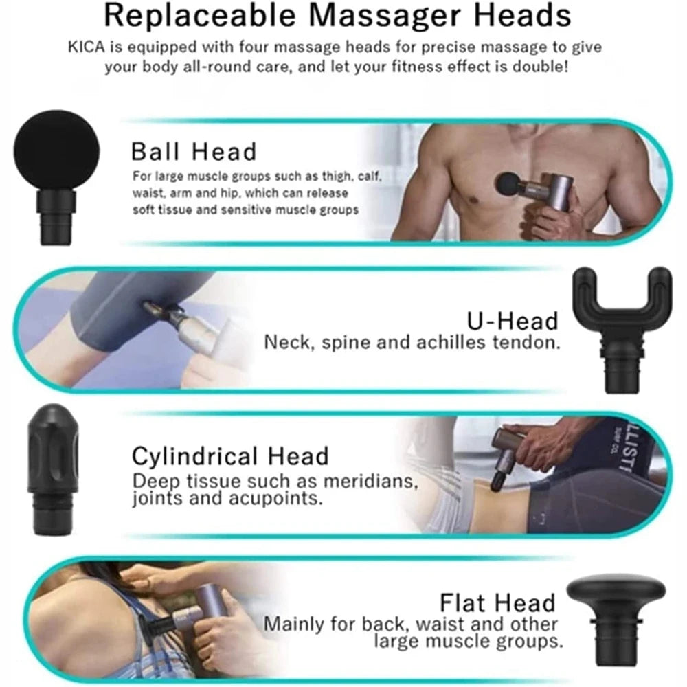 Mini Massage Gun Deep Tissue Portable 4 Speeds Percussion Muscle Massager with 4 Massage Heads Powerful Fascia Gun Super Quiet