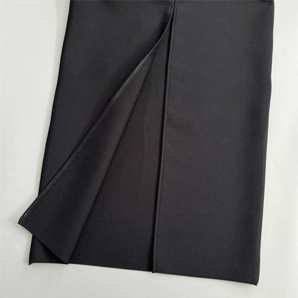 Women Elegant Puff Sleeve Bandage Dress Sexy Beading Bodycon Clothes Celebrity Party Evening Maxi Dresses