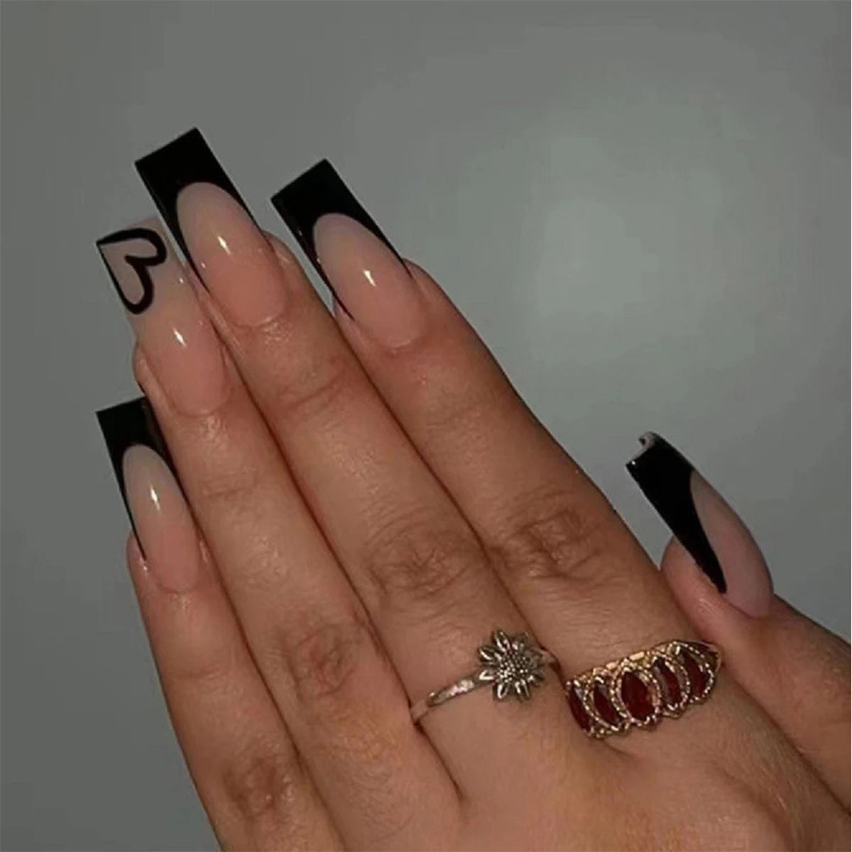 Instantly Upgrade Your Look With 24pcs-Black long square-Detachable And Reusable Jelly Glue 1pc Cuticle Pusher