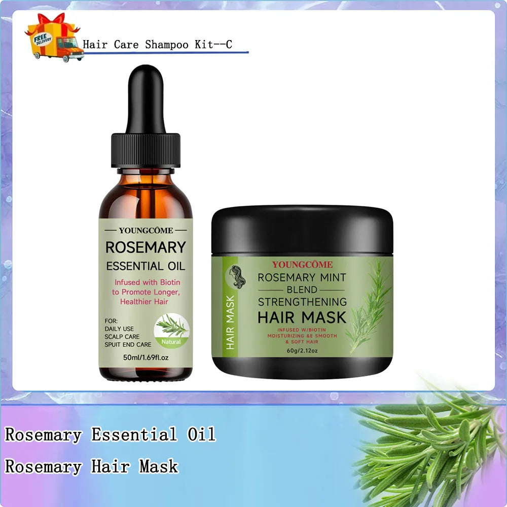 Rosemary Hair Essential Oil hair mask shampoos set Repair Hairs Damage Prevent Hair Loss Smooth Hairs Nourish Hair Care Oil 2025