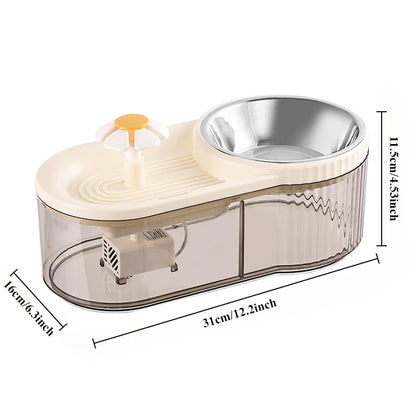 Automatic Cat Feeder Water Fountain With Large Capacity Flower Design Silent Pet Feeding System With Filter For Cats And Dogs