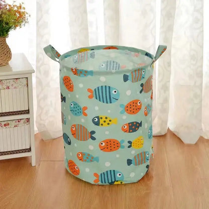 Dirty Laundry Baskets Foldable Round Waterproof Organizer Bucket Cotton Linen Clothing Children Toy Home Large Capacity Storage