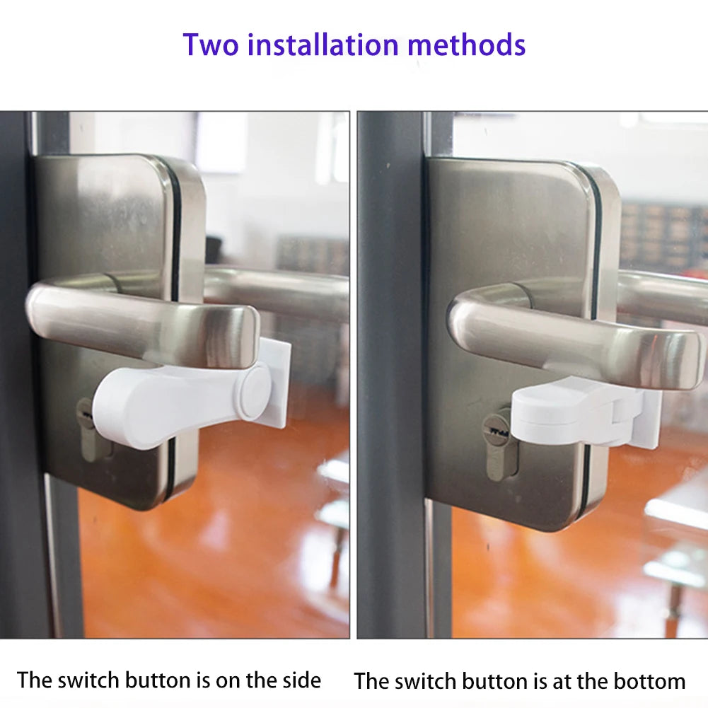 Child Safe Door Lock 180 Degree Rotating Door Lever Lock Self Adhesive Window Door Handle Lock for Window Door Cabinet