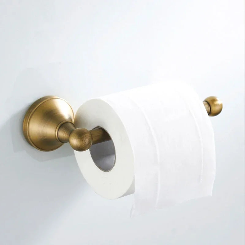 Bathroom Accessories Antique Brass Wall Mounted Toilet Paper Holder Towel Ring Robe Coat Hook Bathroom Hardware