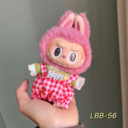 POP Labubu baby clothes 17cm plush vinyl labubu sit-down party first-generation and second-generation suit, clothes only
