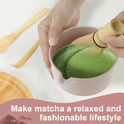 4Pcs Japanese Matcha Set Traditional Matcha Tea Set Matcha Whisk Set Manual Matcha Making Kit Ideal Matcha Kit for Tea Lovers