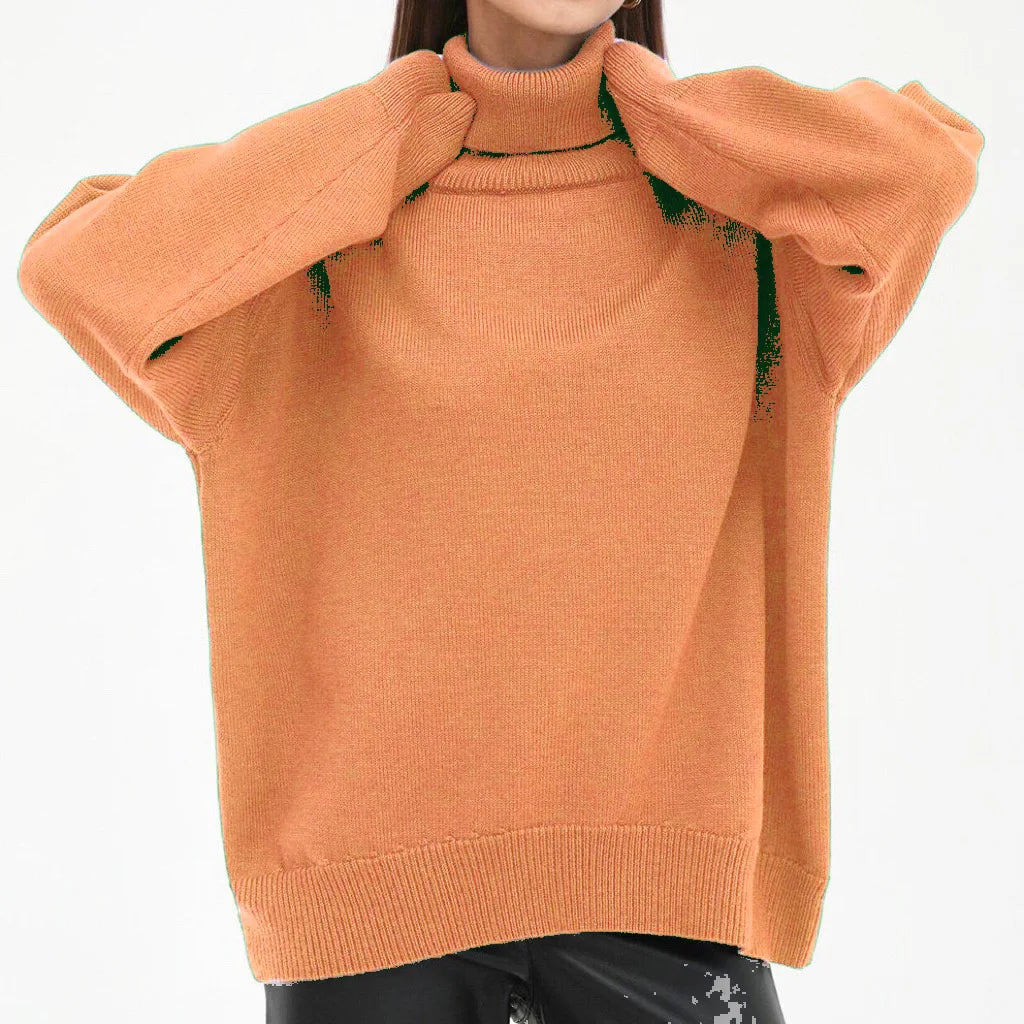 Womens Turtleneck Oversized Sweaters Autumn Chunky Long Sleeve Loose Casual Pullover Slouchy Knit Jumper Tops