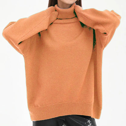 Womens Turtleneck Oversized Sweaters Autumn Chunky Long Sleeve Loose Casual Pullover Slouchy Knit Jumper Tops