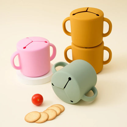 1PCS Baby Silicone Double Handle Snack Cup BPA Free Portable Feeding Food Baby Snack Container Baby Snack Box Cup Baby Stuff