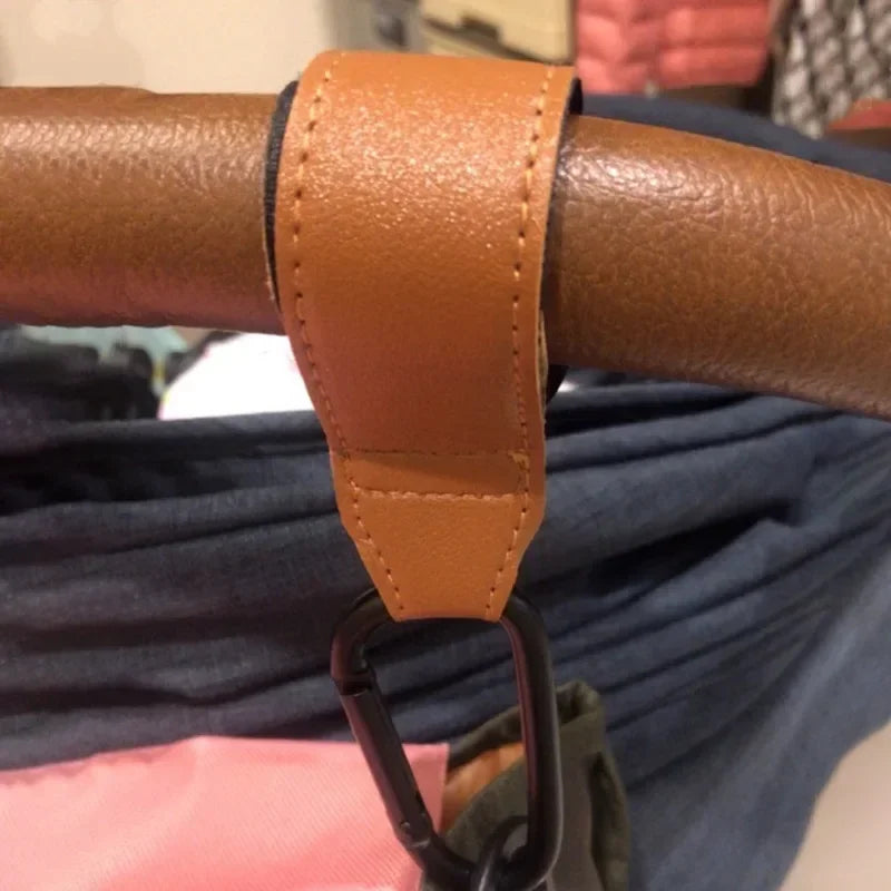 Stroller Hooks Baby Diaper Bag Hook Stroller Organize PU Leather Adjustable Pram Multi-function Hook Strong Bearing High Quality