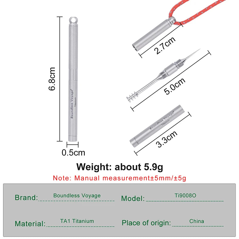 Boundless Voyage Portable Titanium Toothpicks Holder Ear Wax Removal Personal Care Tools Outdoor Multifunctional Tools Ti9008O