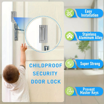 Door Reinforcement Lock Home Security Door Lock with 3" Stop Withstand 800 lbs For Inward Swinging Safety Door Lock