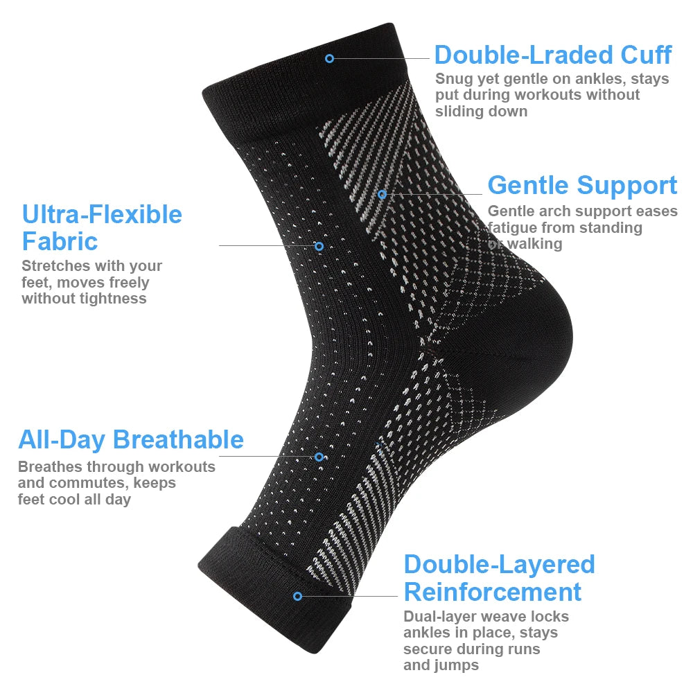 1Pair Neuropathy Socks - Compression Diabetic Toeless Foot Sleeves for Ankle Gout, Plantar Fasciitis Relief Brace for Men Women