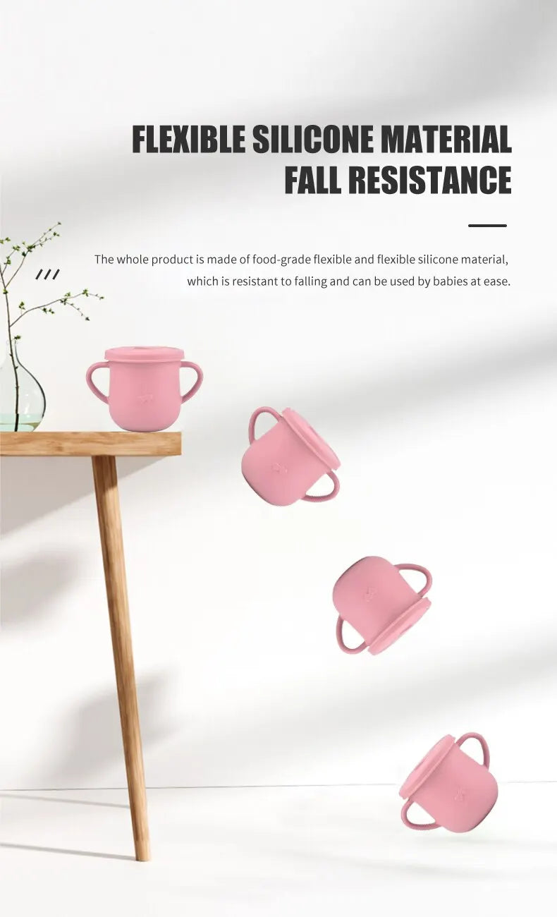 Silicone Baby Snack Cup Kids Solid Color Silicone Food Box Baby Portable Baby Snack Container with Baby Cup Lid