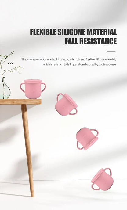 Silicone Baby Snack Cup Kids Solid Color Silicone Food Box Baby Portable Baby Snack Container with Baby Cup Lid