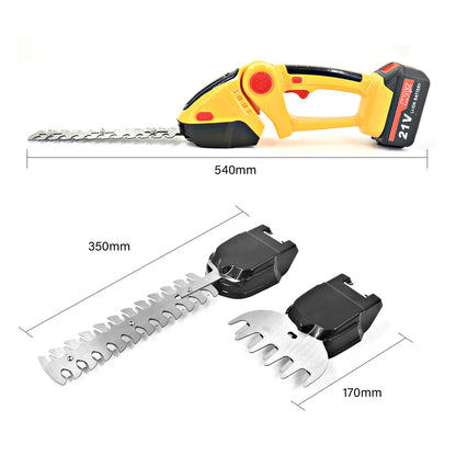 2 in 1 Cordless Handheld Hedge Trimmer Rechargeable Electric Trimmer Garden