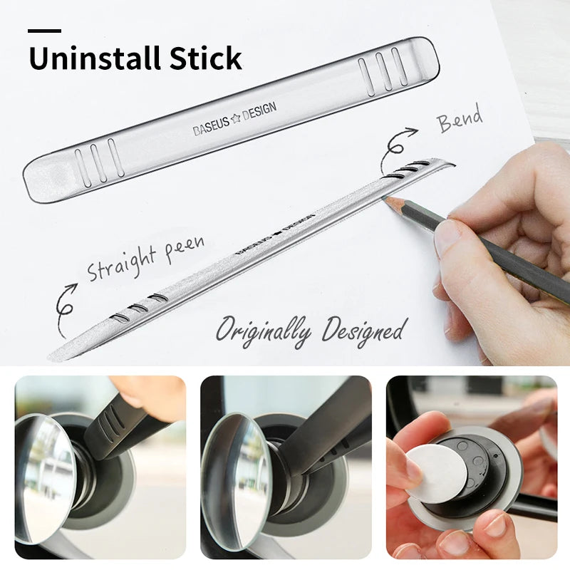 Baseus 2Pcs Car Mirror HD Convex Mirror Blind Spot Auto Rearview Mirror 360 Degree Wide Angle Vehicle Parking Rimless Mirrors