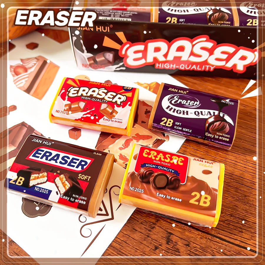 Aesthetic stationery back to school supplies Kawaii Stationery items Chocolate Erasers rubber school stationery accessories