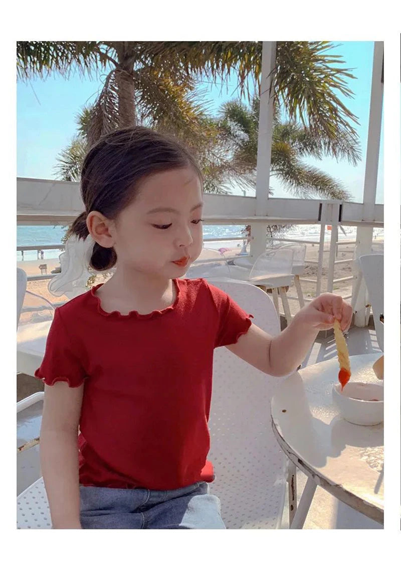 Baby Girls T-shirts for Kids Summer Sleeveless Knitted Tops Vest Outfits Girls Cute Halter Tops Tees Children Clothing 1-12 Year