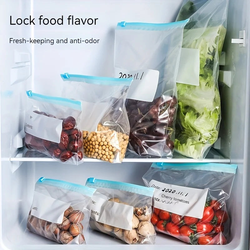 45pcs Ziplock Storage Bags-Leak-Proof,for Fruits,Vegetables, Grains & Meats | Ideal for Kitchen Organization & Food Preservation