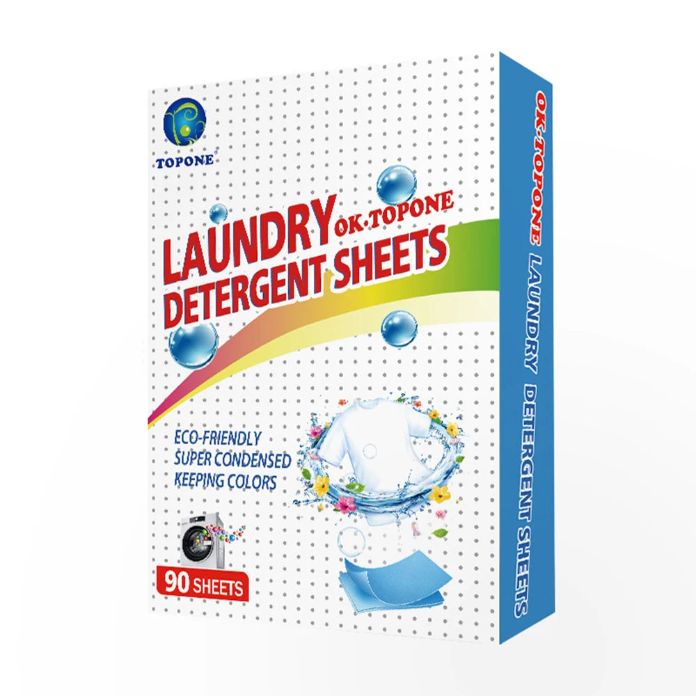 90 pcs Washer Sheets Detergent Laundry Sheets Eco-Friendly Laundry Soap No Waste Laundry Detergent Stain Remover Liquid