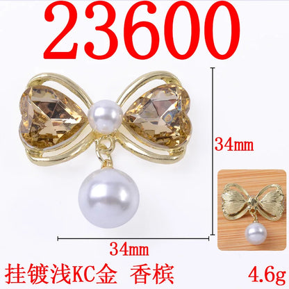 10pcs Sweet hair accessories hair rope alloy diy accessories hollow heart bow pearl pendant jewelry accessories