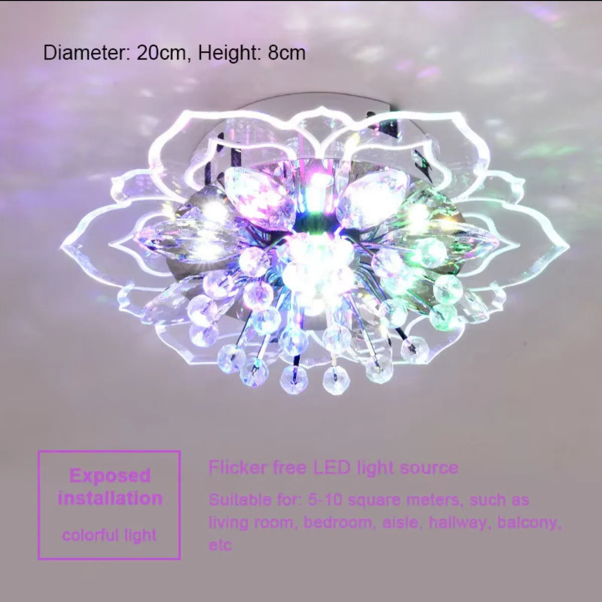 LED Crystal Ceiling Light Modern Flower Shape Ceiling Lamp Hallway Living Room Lamp Bedroom Kitchen Corridors Aisle Light