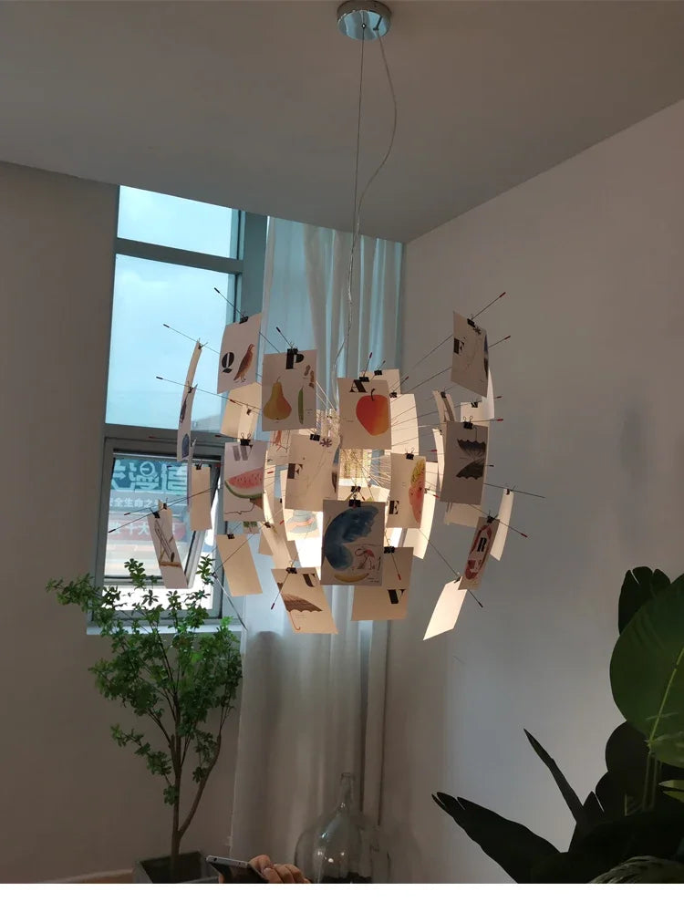 home decor Living room paper pendant lamp Zettel art DIY album card chandelier  creative room decorative led lights