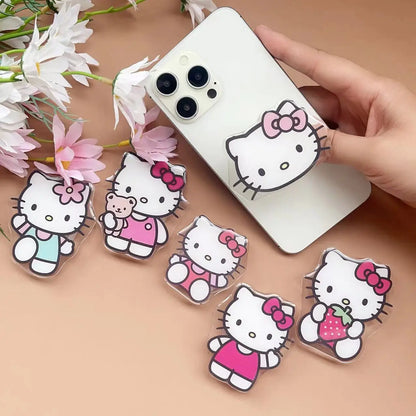 Sanrio Hello Kitty Phone Socket Holder Kawaii Anime Finger Grip Bracket For Iphones Desktop Holder Back Sticker Gift
