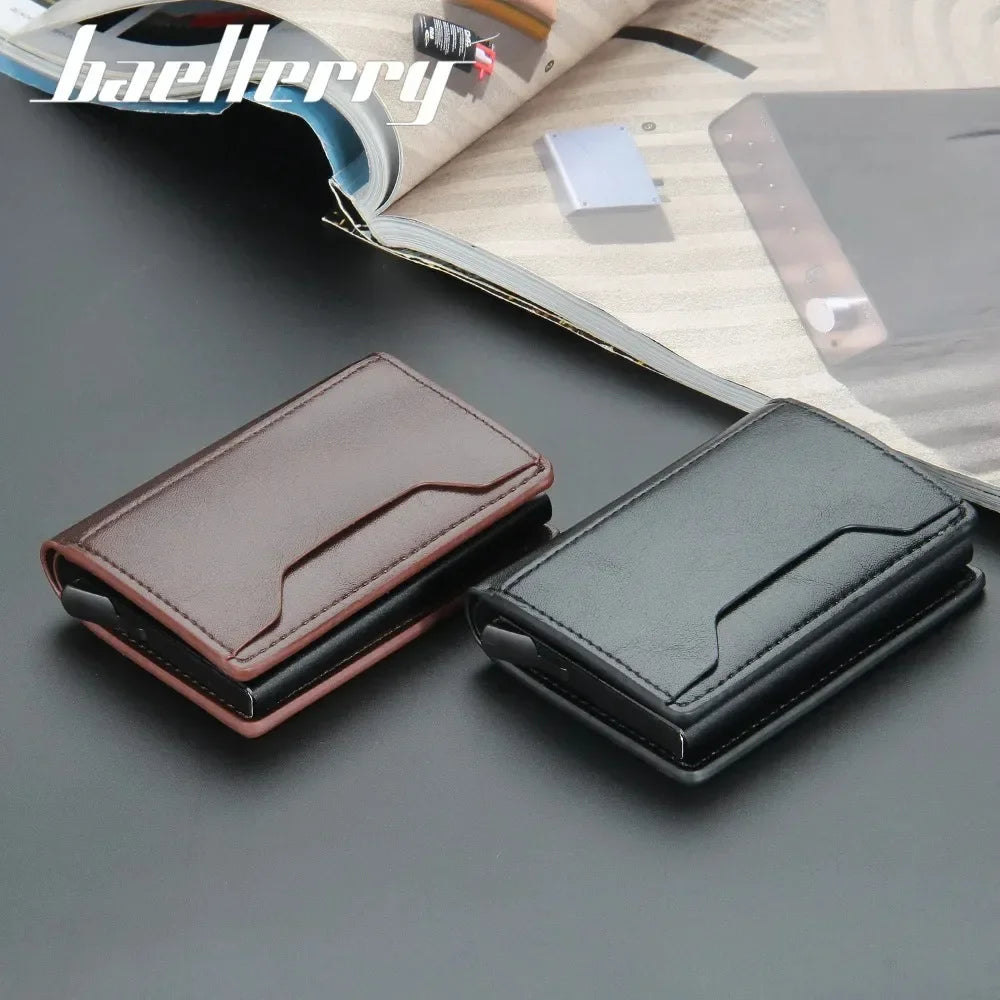 Anti Rfid Blocking Men Card Holder Case Wallets Free Name Customized Small Card Wallets Mini Wallet Qaulity Small Male Purses