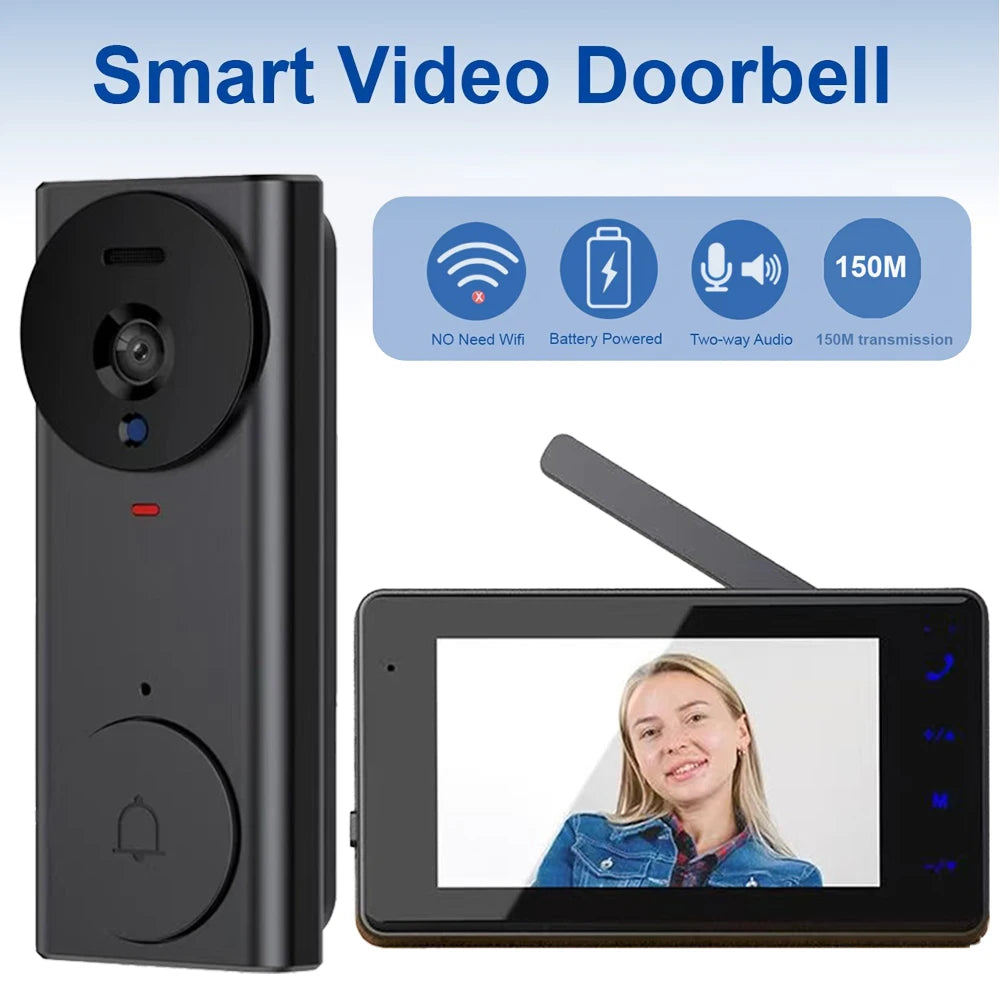 Intelligent Video Doorbell | 480P Display | Dual Audio | No WiFi Needed | Easy Button Control | Rechargeable Lithium Battery | I