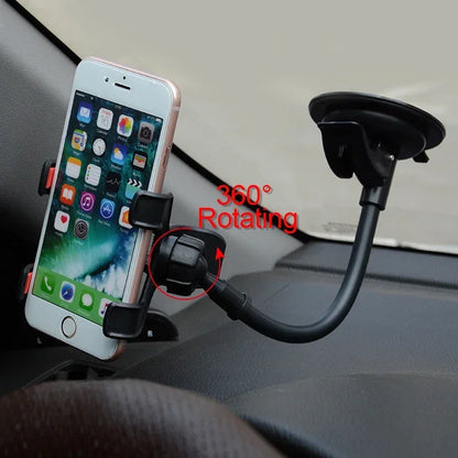 Universal Rotating Car Phone Holder, Windshield Dashboard Mount, suporte de celular,GPS,suporte flexível, Auto Acessórios, 360 °
