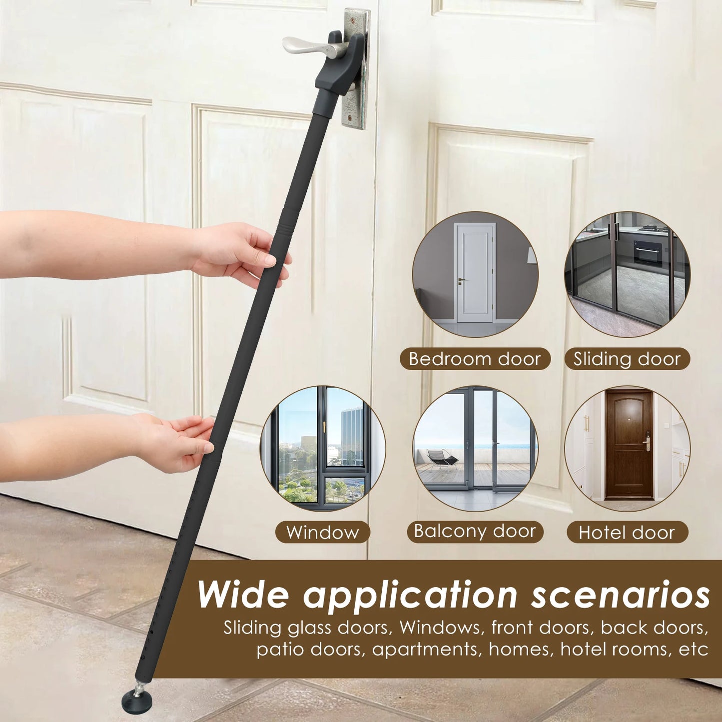 Door Security Bar 44-55 Inch Adjustable Door Security Bar Home Security Door Stopper Door Security 3 In 1 Door Jammer Security