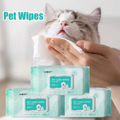 Pet Deodorant wipes 100Pcs Cleaning Tear Stains Decomposition Odor Pure Water Safe Gentle Pet Wipes cleaning wipes for dogs cats